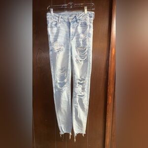 American Eagle Outfitters Blue Skinny Distressed Jeans